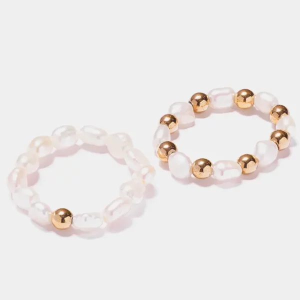 Zestaw elastycznych pierścionków perły
